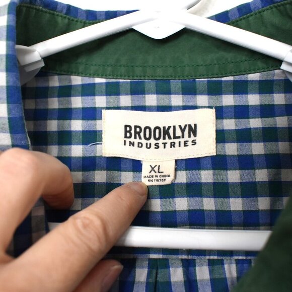 Brooklyn Industries Mens Gingham Button Down Shirt Sz XL Grandpa Preppy Academia - Picture 9 of 16